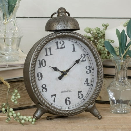 Boudoir Table Clock - American Mercantile Distressed Metal Table Clock