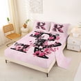 thumbnail image 2 of Erosebridal Pink Groovy R Letter Full Size Sheets, Cartoon Flower Butterfly Bed Sheets, 4-Piece, 2 of 5