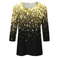 thumbnail image 5 of Bowake Chemises à Manches 3/4 Scintillantes pour Femmes Col Rond Décontracté Été Hauts Scintillants Blouses de Soirée pour Sorties, 5 of 5