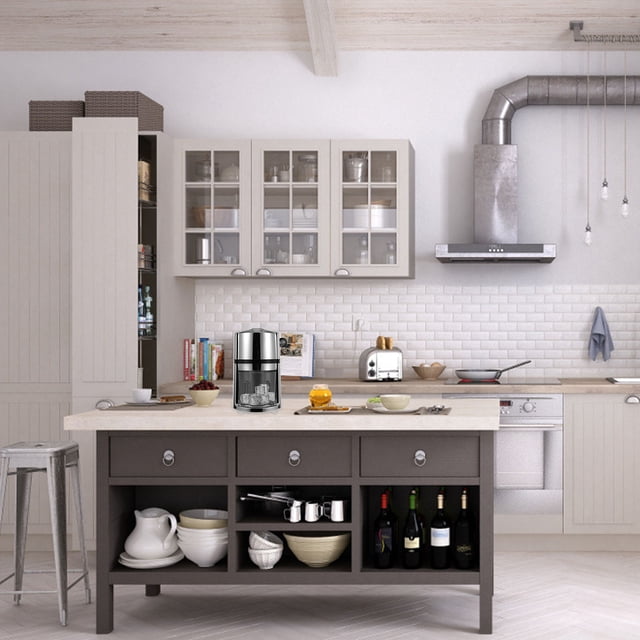 unbranded Triturador De Hielo Manual Para Cocina Con Cuchillas De Acero Inoxidable Y ABS Plateado