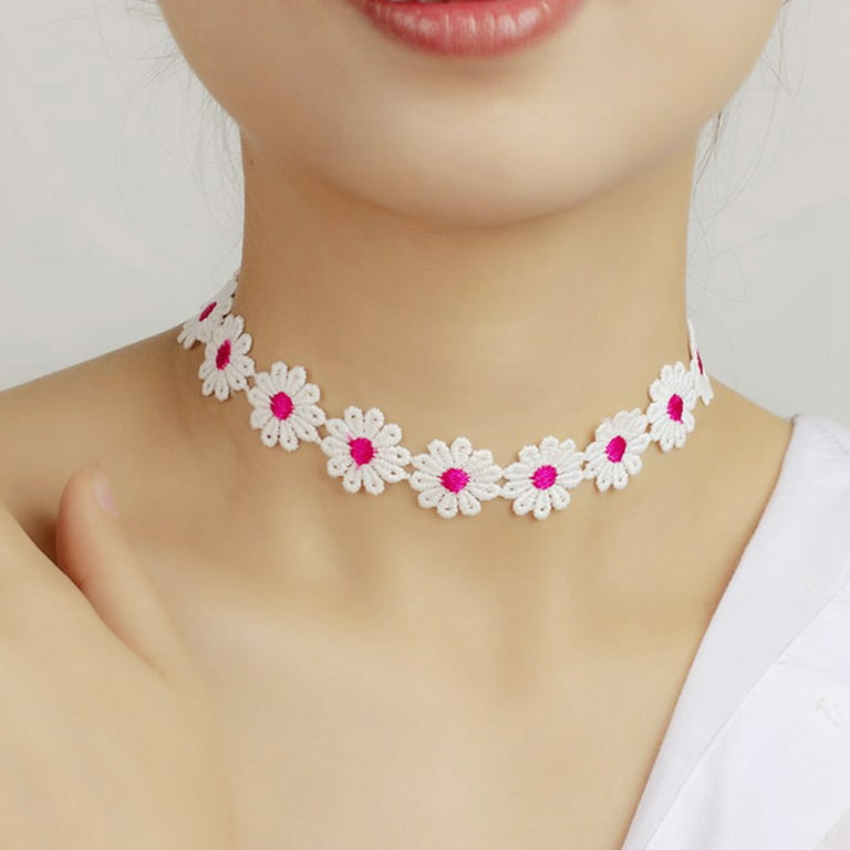 Kommuner pension Fordeling Coxeer Daisy Choker Decorative Fashion Flower Lace Necklace Choker Necklace  for Ladies - Walmart.com