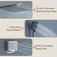thumbnail image 4 of Boyel Living Shower Head and Handle Set Wall Mount 12'' Rainfall 3 Function Thermostatic Shower System with 6 Body Jets,Brushed Nickel, 4 of 8