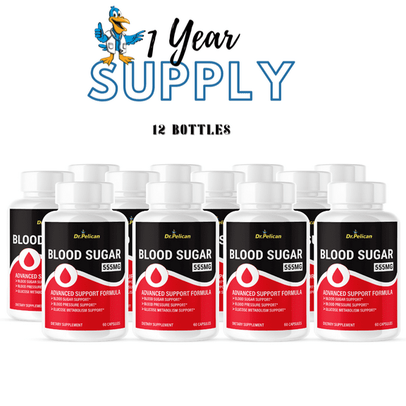 Blood Sugar Advanced Support- Glucose/Metabolism/Pressure-12 Bottles-720 Capsules- Dr. Pelican