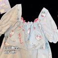 thumbnail image 2 of Vestido de pijama informal para mujer, camisón tejido de manga corta con dibujos animados de Hello Kitty, en el pecho con almohadillas, novedad de verano, 2 of 5