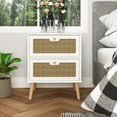 thumbnail image 6 of Resenkos White Nightstand for Bedroom with Drawer, Wood Rattan Bedside Table Living Room Side Table, 6 of 9