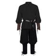 thumbnail image 4 of Virmaxy Halloween Costume Men's Renaissance Costume Set Medieval Lace Up Henley Shirt and Drawstring Cuffed Pants with Belt for Halloween Party Black, 4 of 10