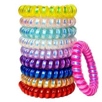 NOGIS Spiral Hair Ties No Crease, 50PCS Colorful Traceless Hair Ties, Elastic Coil Hair Ties, Phone Cord Hair Ties, Waterproof Hair Coils for Women Girls,Ponytail Hair Coils No Crease