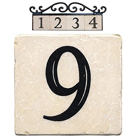 Azulejos de Números para Dirección NACH Beige Mármol 4x4 Pulgadas