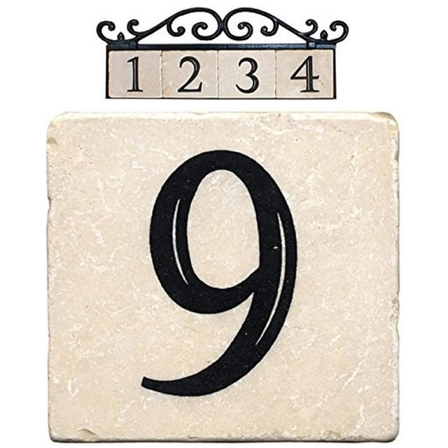 Azulejos de Números para Dirección NACH Beige Mármol 4x4 Pulgadas