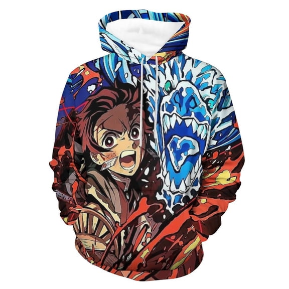 Demon Slayer Unisex Adult Hoodie Casual Hooded Sweatshirt Pullover Novelty 3D Printed Sweater Jacket S