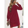 thumbnail image 3 of Women's Split V Neck Ruffled Sleeves Shirt Dress, 3 of 13