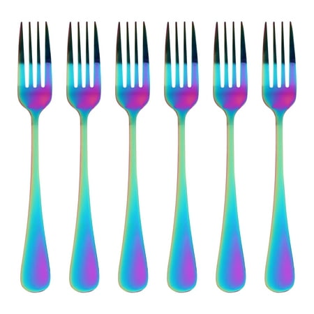 

Stainless Steel Table Forks Set 6Pcs Rainbow Color Stainless Steel Tableware Cutlery Dinnerware Set Dishwasher Safe Fork(20cm/7.87 inch)