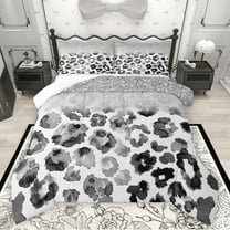 Feelyou Fashion Leopard Print Bedding Comforter Set for Women, White Grey Wartercolor Twin Comforter Sets, Sequin Print Bedding Set, Lightweight Room Decor, 2-Piece