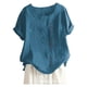 thumbnail image 1 of Túnica boho de algodón y lino para mujer en tallas grandes: blusa informal holgada y transpirable, manga 3/4, cuello redondo, tallas S-5XL., 1 of 3