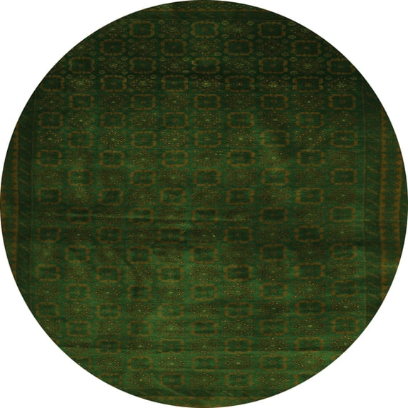 Ahgly Company Indoor Round Abstract Green Contemporary Area Rugs, 8' Round