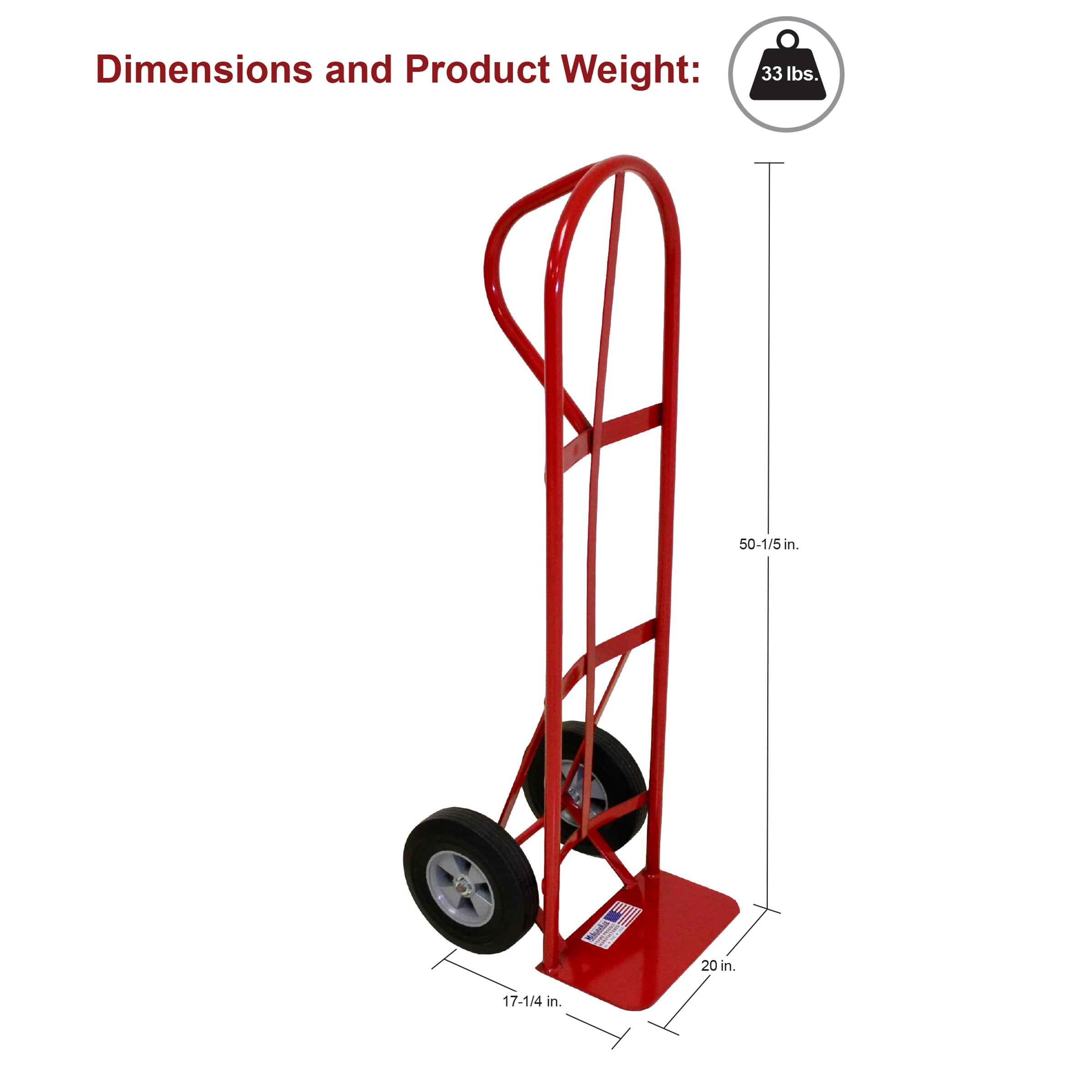 Milwaukee  Hand Trucks P-Handle Hand Truck, 800 lbs. Load Capacity (1 Unit)