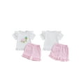 thumbnail image 2 of BemeyourBBs Toddler Baby Girl Summer Clothes Turtle Outfits Cute Turtle Embroidered Short Sleeve T Shirt Tops Elastic Waist Ruffle Plaid Shorts 2Pcs Clothes Set, 2 of 9