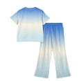 thumbnail image 3 of Abcomgle Lounge Sets for Girls 10-12 Girls 2 Piece Outfits Gradient Short Sleeve Tee Top and Wide Leg Pants Set Cute Preppy Girls Sweatsuit,9-10 Years, 3 of 4