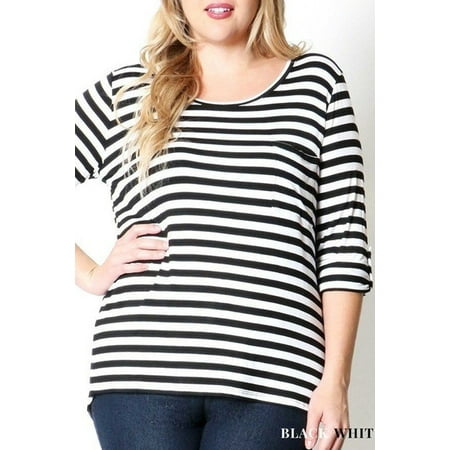 Women's Plus Size Striped Tunic Top