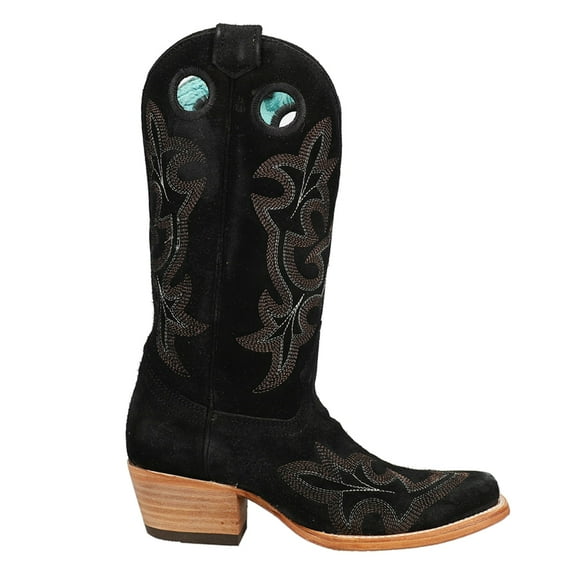Corral Boots Womens Suede Embroidered Square Toe Cowboy  Mid Calf Boots