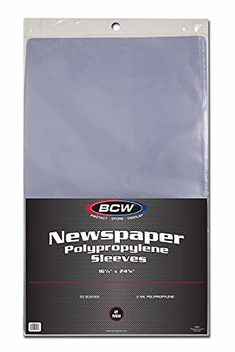 50-Sleeves per pack BCW Newspaper 2-mil Polypropylene Sleeves 16 X 24 1-Pack