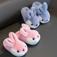 thumbnail image 6 of Tfken Slippers For Girls Boys Size 2-2.5 Years Flock Slip-On Flatform Rabbit Print Indoor Fleece Grey Slippers, 6 of 7