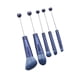 thumbnail image 2 of Juego de 5 brochas de maquillaje, brochas para sombras de ojos y correctores, profesionales, portátiles, con cuentas. Azul oscuro, 2 of 9