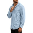 thumbnail image 5 of Yusimy Men's Solid Quick Dry Hooded Top with Pocket Long Sleeve Breathable UV Sun Protection Sports Shirt Casual Outdoor for Hiking, 5 of 7