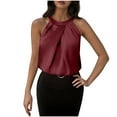 thumbnail image 3 of Aboser Womens Dressy Tank Tops Summer Business Casual Outfits Going Out Silky Satin Blouses Office Work Shirts Crew Neck Sleeveless Blouse, 3 of 9