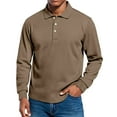 thumbnail image 2 of QHRMKOG Golf Polos for Men Sport Quick Dry Long Sleeve Collared Polo Shirts Trendy Relaxed Fit Button Golf Shirts Light Tops Brown 2XL, 2 of 8