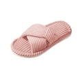 thumbnail image 2 of Willtoo Womens Slippers Open Toe House Fuzzy Slipper for Women Criss Cross Corduroy Shoes Indoor Outdoor Pink 7 Wide, 2 of 6