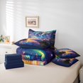 thumbnail image 6 of Manfei Multicolor Aurora 7pcs Bedding Comforter Set,Galaxy Starry Sky Queen Bedding Sets,Orange Sunset Queen Sheet Sets For Men Women,Super Cozy Room Decor Reversible, 6 of 8