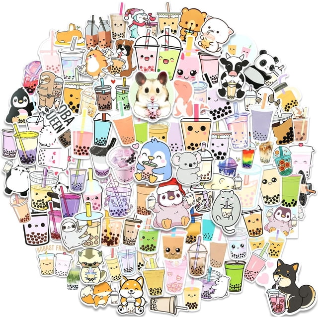 100 Uds Kawaii Bubble Tea vinilo pegatinas calcomanías para botellas de agua nevera Scrapbooking fiesta para niñas adolescentes adultos TUNC Sencillez