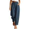thumbnail image 2 of Oksale Barrel Pants Women Petite Trendy Cuffed Hem Elastic Waisted Summer Pants Casual Loose Wide Leg Pants with Patch Pockets 2026 Navy S, 2 of 7