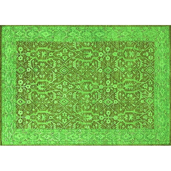 Ahgly Company Indoor Rectangle Oriental Green Traditional Area Rugs, 7' x 9'