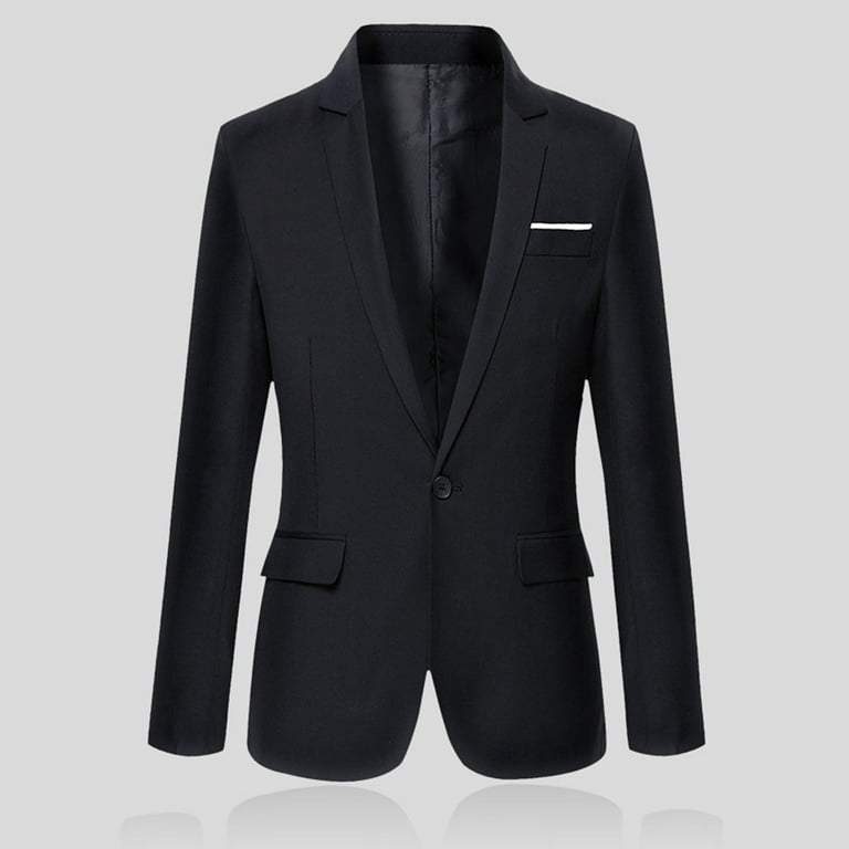 ジャケット Flap-pockets Single-breasted Blazer Flap Pockets Long Sleeve Men Blazer Solid Color Single
