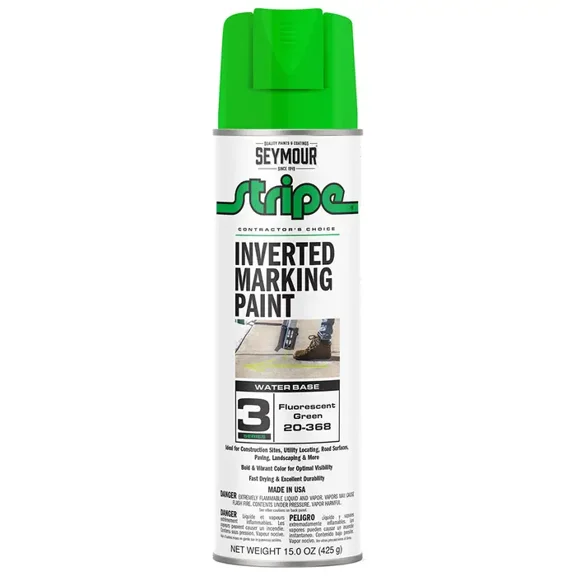 15 oz Seymour 20-368 Fluorescent Green Stripe 3-Series Contractor's Choice Water-Based Inverted Ground Marking Spray Paint