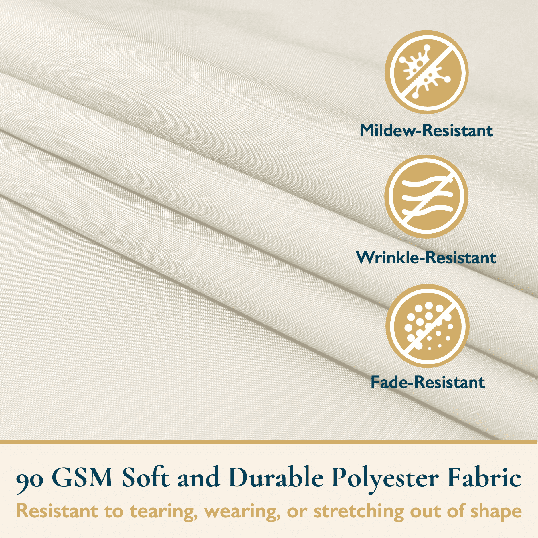 ComfiTime Shower Curtain/Liner with Hooks – 2-in-1 Mold/Mildew-Resistant, Weighted-Hem Fabric Bathroom Curtain, Water-Repellent TPU Coating, Machine-Washable, Fade-Resistant, Cream, 36*72