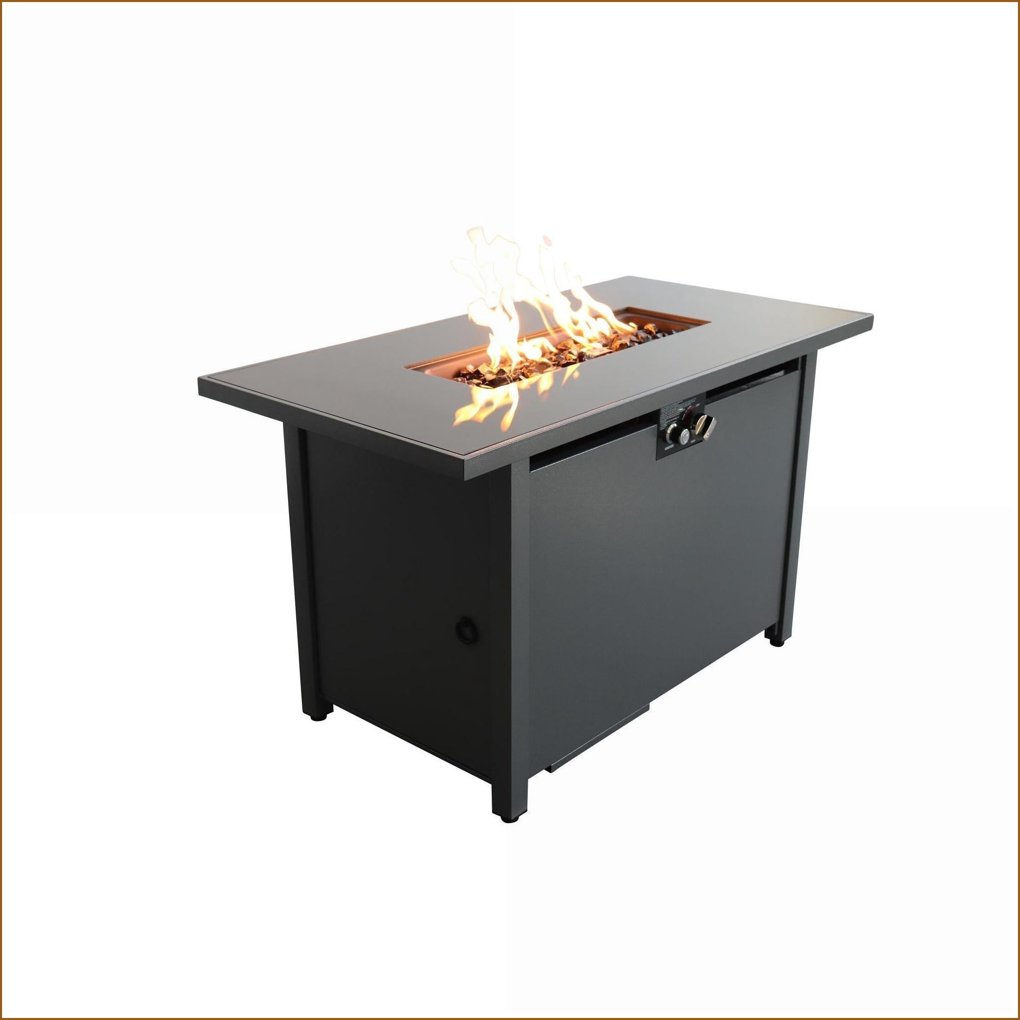 Outdoor Fire Pit Table | Fogón Exterior | Modern 42" W 50000 BTU for Backyard Patio Gatherings | Steel