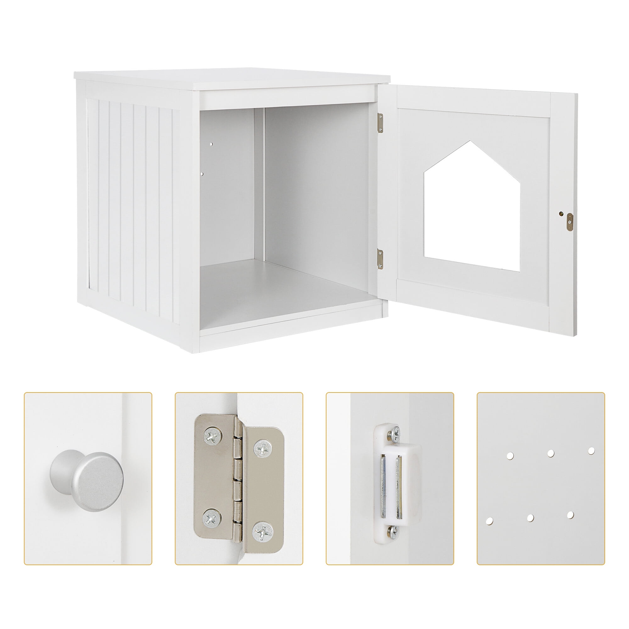 HomGarden 20'' White Cat Washroom Pet House Hidden Litter Box Enclosure & MDF Side Table 18lbs
