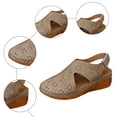 thumbnail image 7 of Wedge Sandals for Women Closed Toe Hollow out Fashion Gladiator Summer Beach Orthopedic Shoes with Hook and Loop Khaki Size 7, 7 of 7