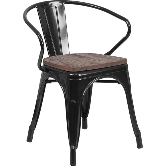 Chaise en Métal Jaune avec Accoudoirs