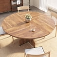 thumbnail image 2 of Table de Salle à Manger Moderne Style Ferme – Table Ronde en Bois de 47 Pouces pour 4-6, Tablette de Rangement, Pieds Ajustables, MDF Résistant aux Traces, Assemblage Facile, Cuisine Ou Salle à Manger – Bois de Noyer, 2 of 7
