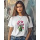 thumbnail image 4 of Womens T Shirts Pink Tulip Crewneck Short Sleeve Shirts for Women Flower Loose Fit Lightweight Casual Tees Tops, 4 of 6