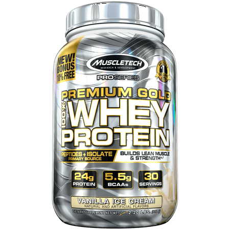 Premium Gold 100% Whey Protein Powder Vanilla Ice Cream, 30 Servings (2.23lbs)