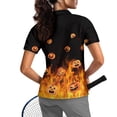 thumbnail image 2 of Whosucclay Soft Women Short Sleeve Golf Shirts, Flaming Pumpkin Pattern Polyester Quick Dry Lightweight Tennis Shirt for Travel Hiking Summer Size Small, 2 of 9