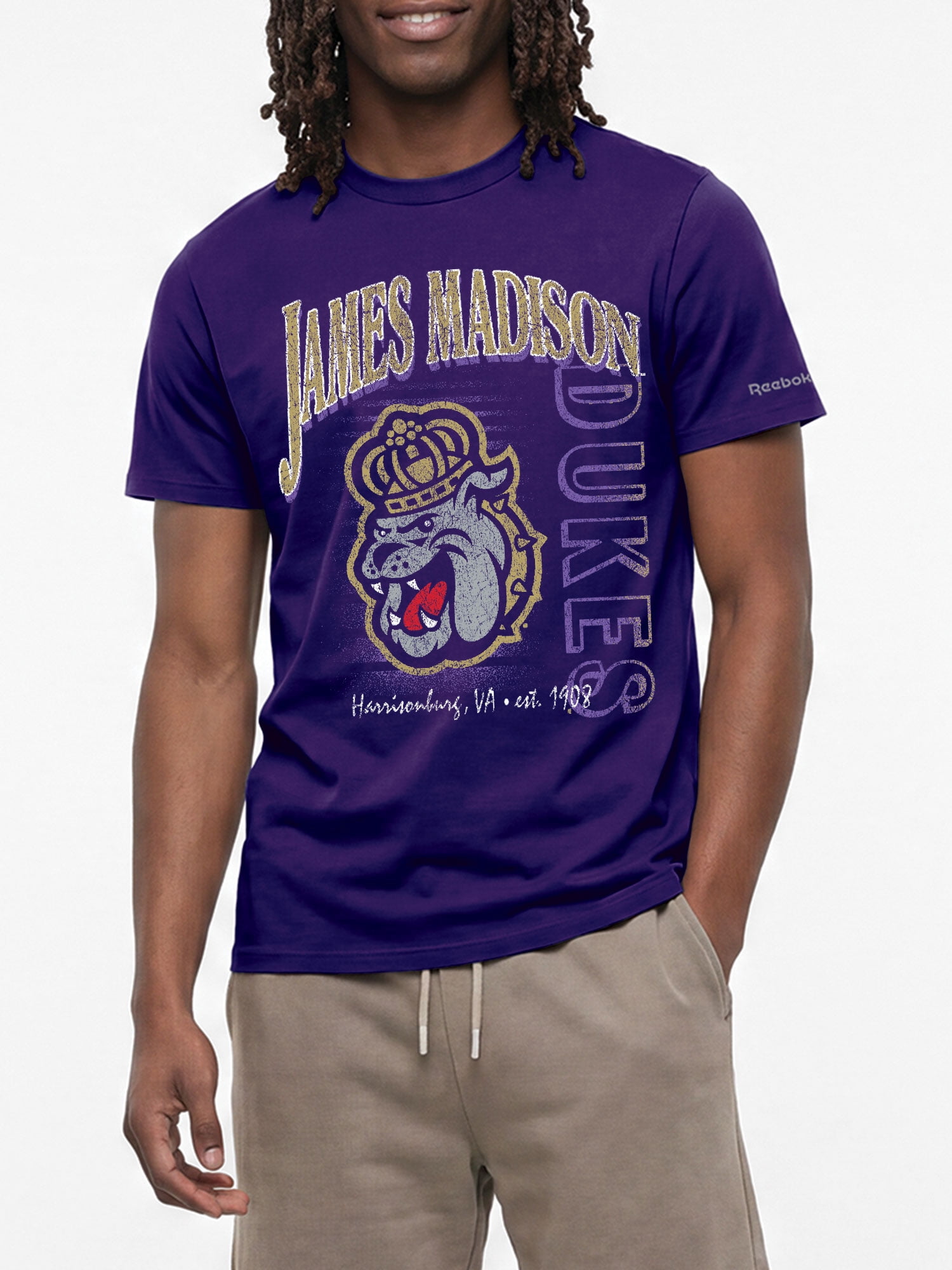 James Madison Dukes Reebok Mens Crew Neck Short Sleeve T-Shirt