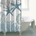 thumbnail image 4 of Beach and Ocean Shower Curtain with Nautical Starfish, Seahorse, and Seashells Print, Tropical Marine Creatures and Coral Pattern, Vintage Seaside Sand Waterproof Fabric with Hooks, 4 of 5