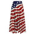 thumbnail image 5 of Women's 4th of July American Flag Maxi Skirt – High Waist A-Line Ruched Dress with Stars & Stripes Print, Summer 2025 Casual Party Skirt, 5 of 5