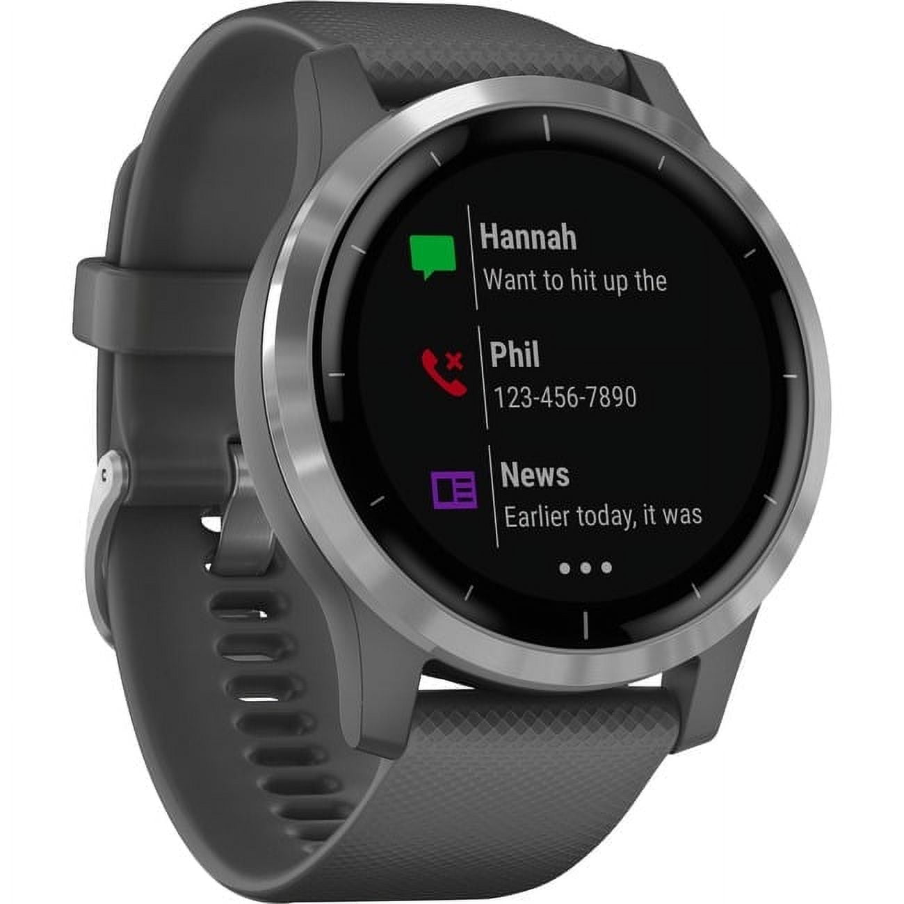 Garmin vívoactive® 4 Silver Stainless Steel Bezel with Shadow Gray Case and Silicone Band Garmin vívoactive® 4 Silver Stainless Steel Bezel with Shadow Gray Case and Silicone Band